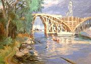unknow artist aijalanjoen silta rakennusvaiheessa oil painting on canvas
